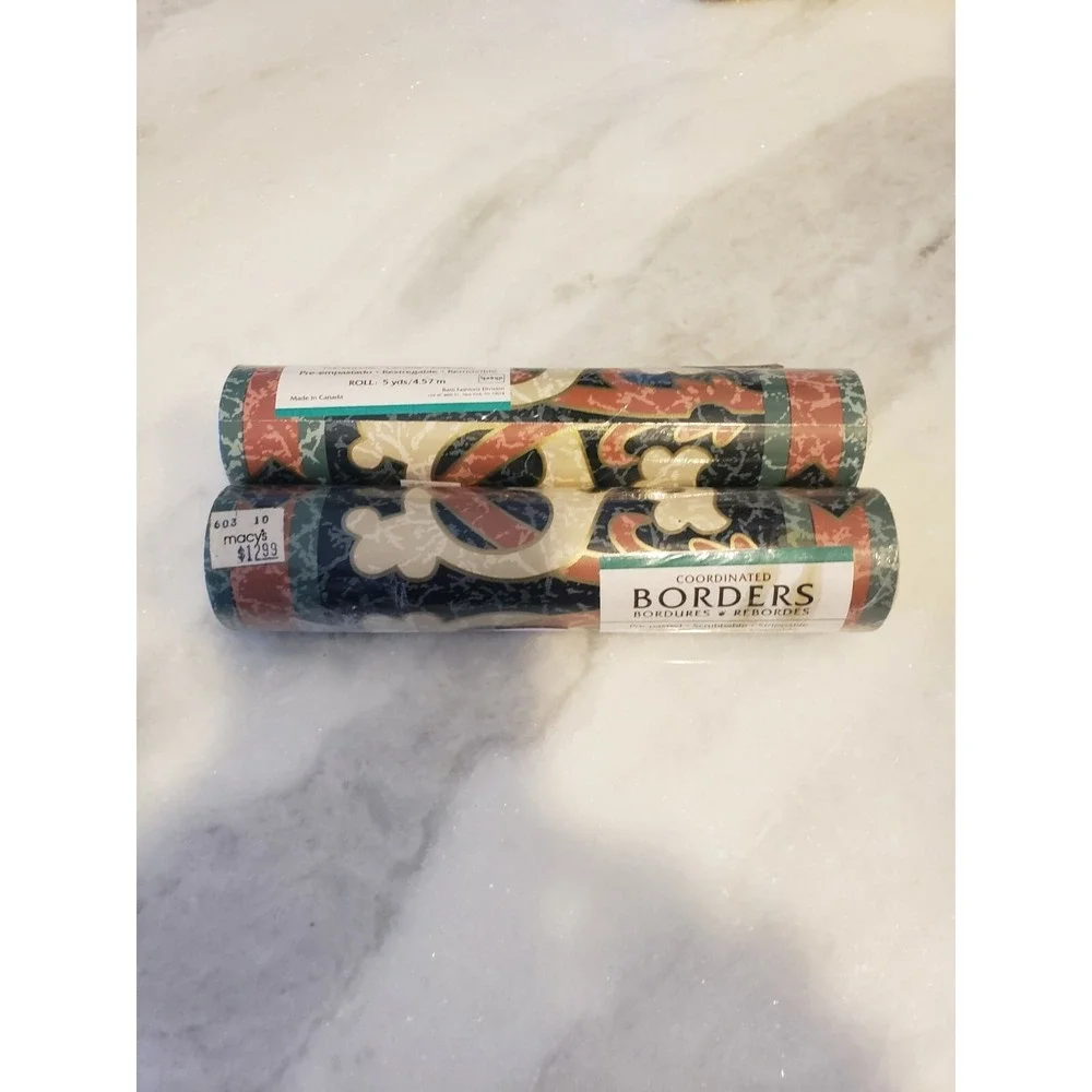Lot Of 2 Rolls‎ Coordinated Borders 5yrds Per Roll (10 Yrds Total)